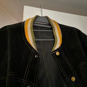 Bomber jacket. Faux suede and faux leather bomber jacket.